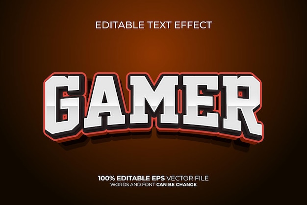 Gamer 3d estilo de efeito de texto vetorial editável