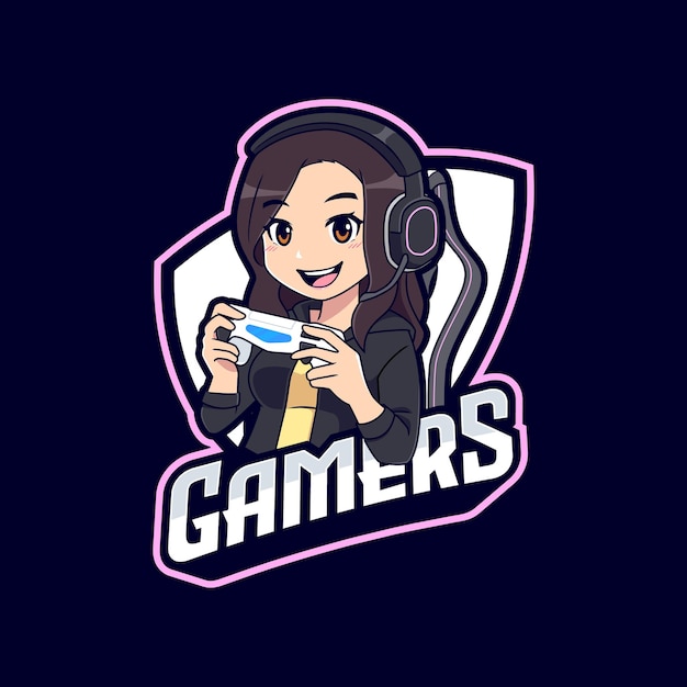 Gamer gamer com modelo de logotipo com o emblema do capuz