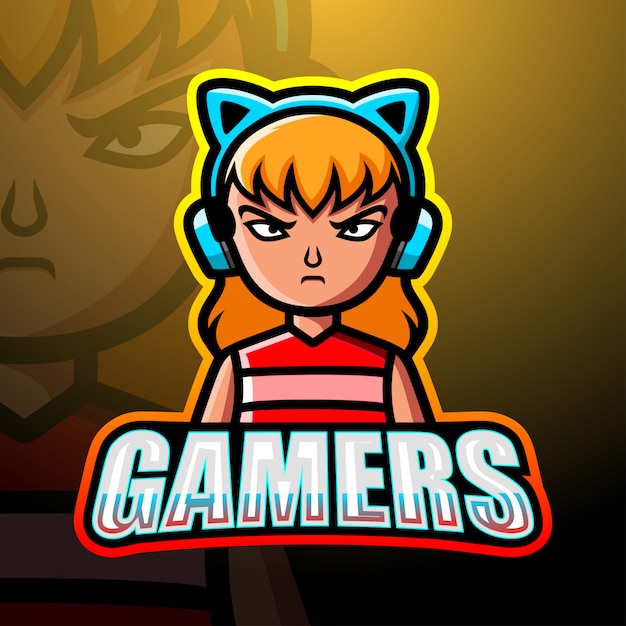 Gamer girl mascote esport ilustração