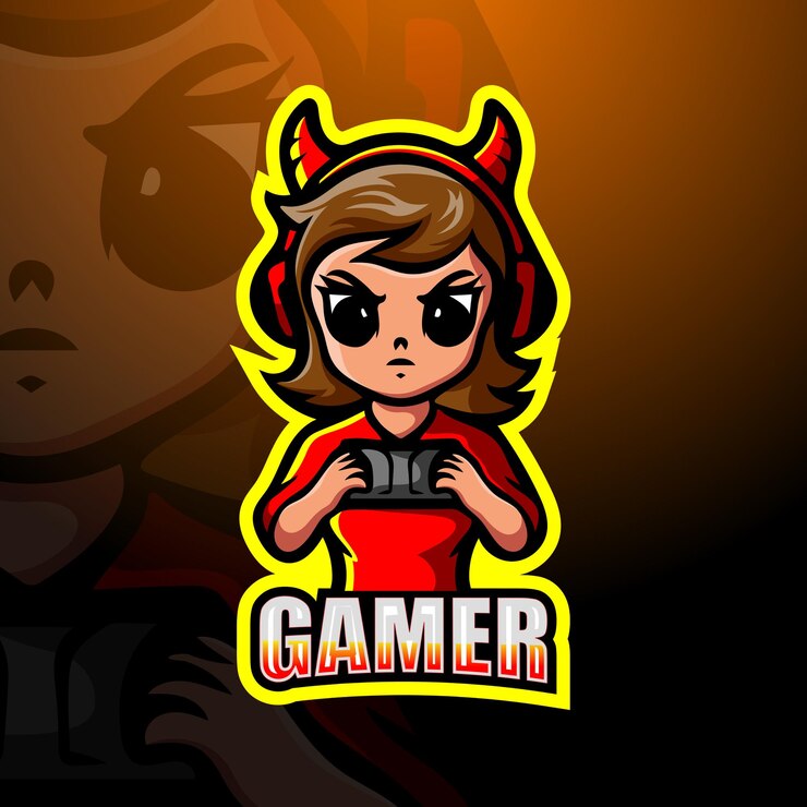 Vetor gamer girl mascote esport ilustração