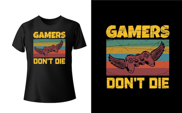 Vetor gamer não morra design de camiseta para jogador profissional