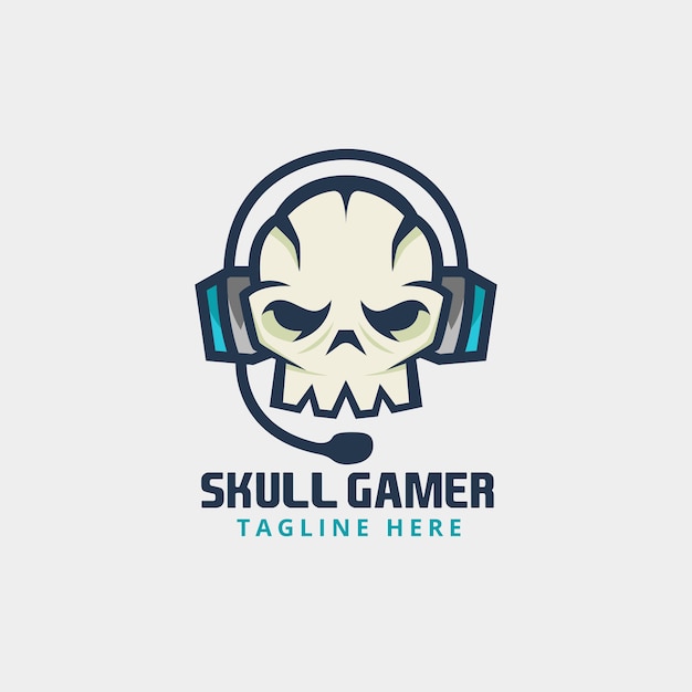 Gamer Skull With Headphone Logo