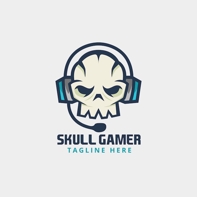 Gamer skull with headphone logo