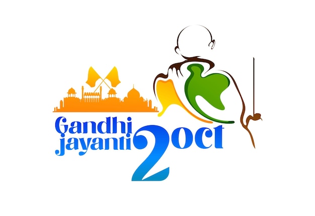 Gandhi Jayanti - 2 de outubro com ilustração vetorial de design criativo