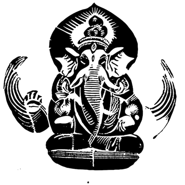 Ganesh jayanti senhor ganesha mão desenhada cartoon adesivo ícone conceito ilustração isolada