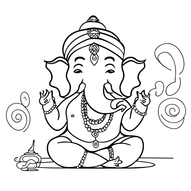 Vetor ganesh jayanti senhor ganesha mão desenhada cartoon adesivo ícone conceito ilustração isolada