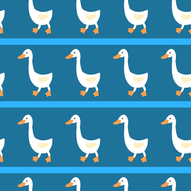 Vetor gansos brancos e listras azuis em um fundo azulpadrão para têxteis