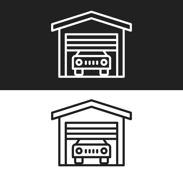 Garage icon black and white version design template (template de design da versão preto e branco)