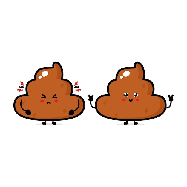 Garfo e colher engraçados e bonitos isolados em fundo branco Personagem de desenho animado vetorial desenhado à mão