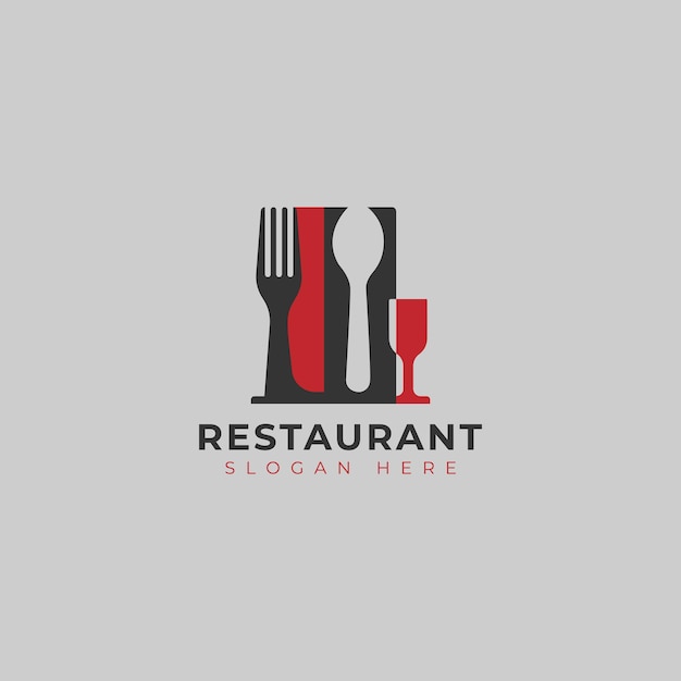 Garfo faca colher e copo para modelo de design de logotipo de restaurante de comida