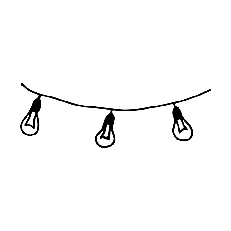 Vetor garland com lâmpadas doodle ilustração vetorial de estilo isolada em branco