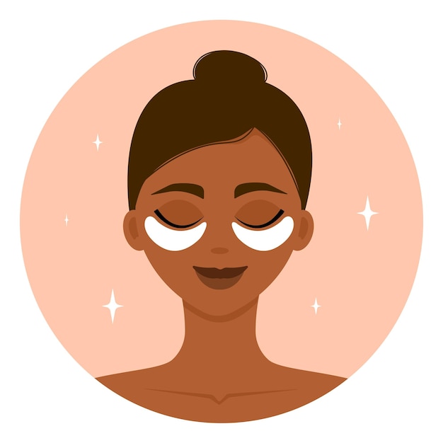 Vetor garota afro-americana com manchas cosméticas no rosto hidratação e cuidados faciais diários em casa