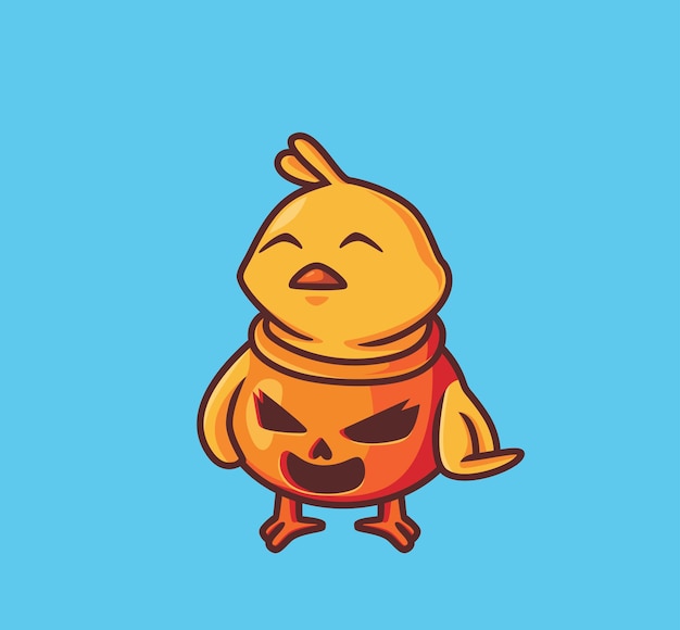 Vetor garota bonita vestindo abóbora fantasia. ilustração isolada de halloween dos desenhos animados. estilo simples adequado para vetor de logotipo premium de design de ícone de etiqueta. personagem mascote