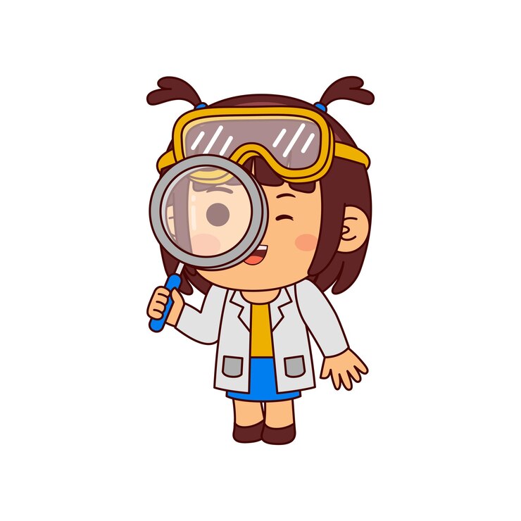 Vetor garota cientista bonita personagem de desenho animado ilustração vetorial