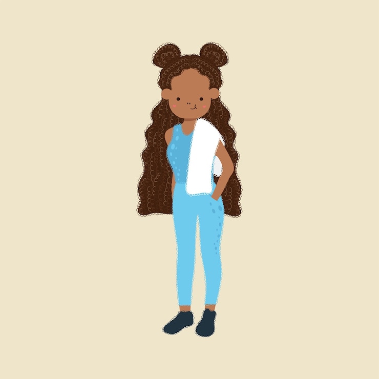 Vetor garota clipart em estilo bonito dos desenhos animados linda clip art fashion girl.