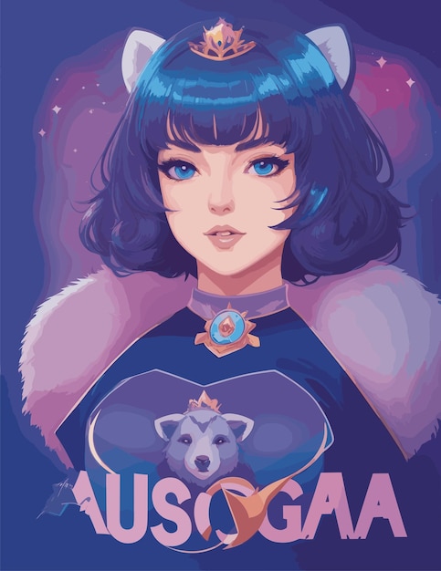 Vetor garota de anime bela princesa ursa major