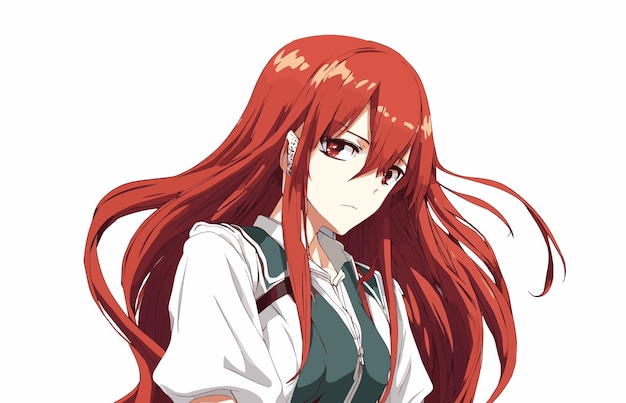 Garota de anime com cabelo vermelho