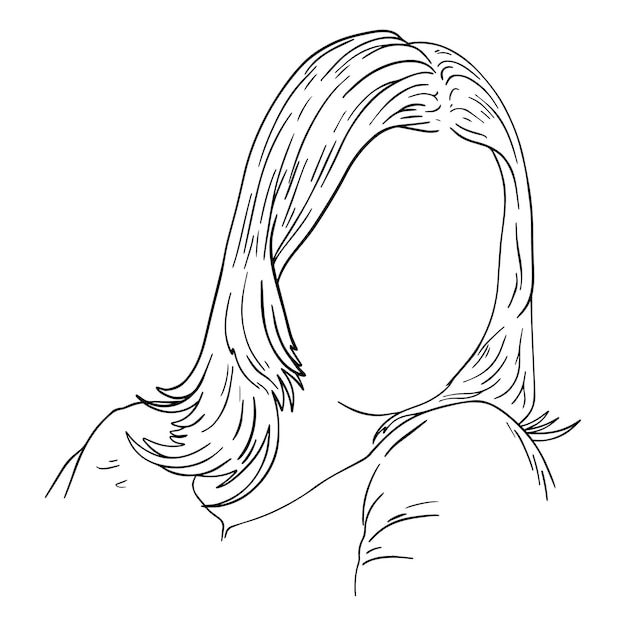 Garota de cabelo curto em um desenho linear de rabiscos de suéter