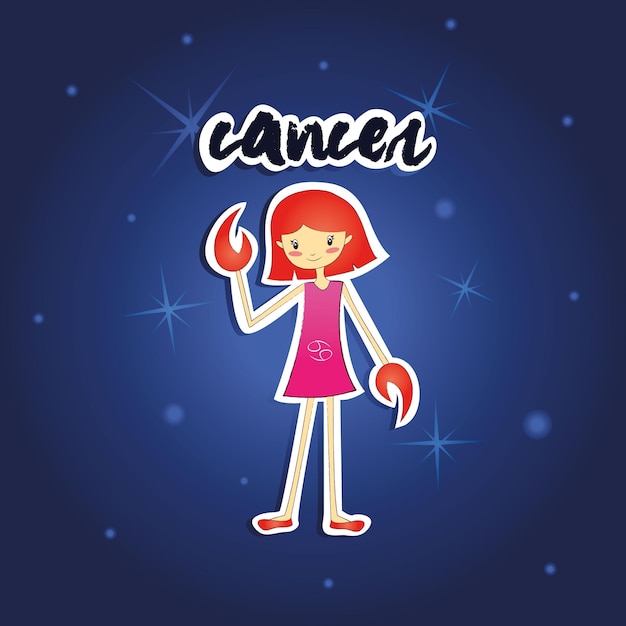 Vetor garota de câncer de desenho animado