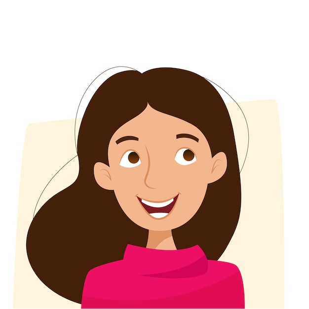 Garota de desenho animado feliz sorrindo e brilhando Ilustração vetorial plana