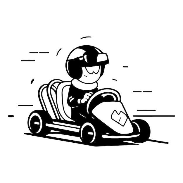 Vetor garota de karting de desenho animado em fundo branco