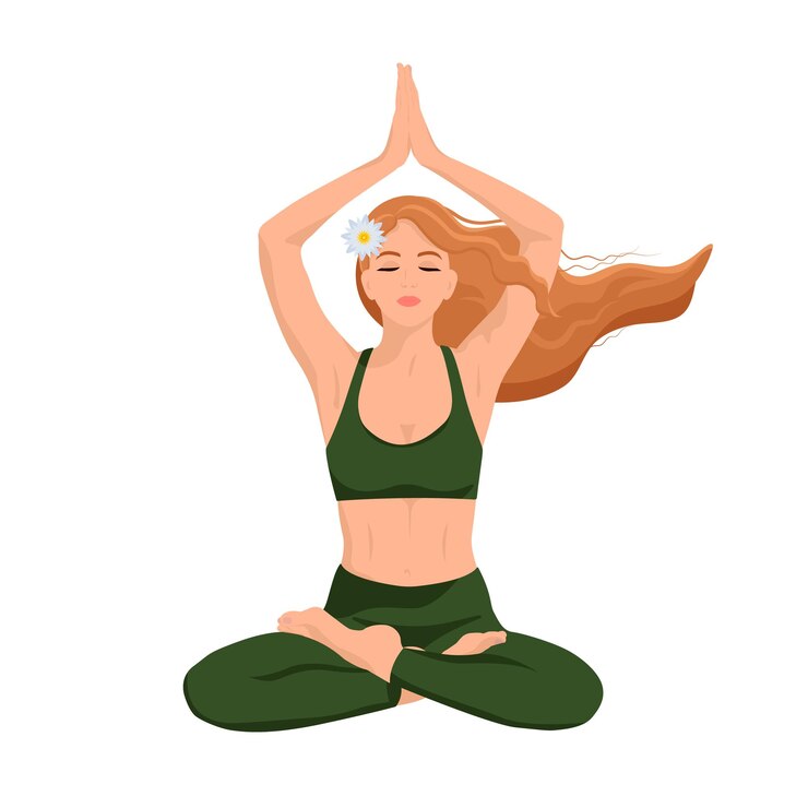 Vetor garota do yoga em posição de lótus