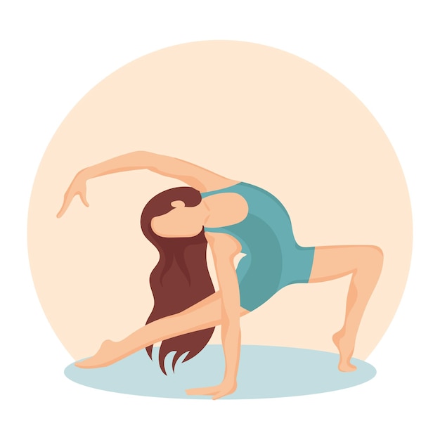 Garota em pose de ioga, meditação. O conceito de estilo de vida e saúde. ilustração, vetor