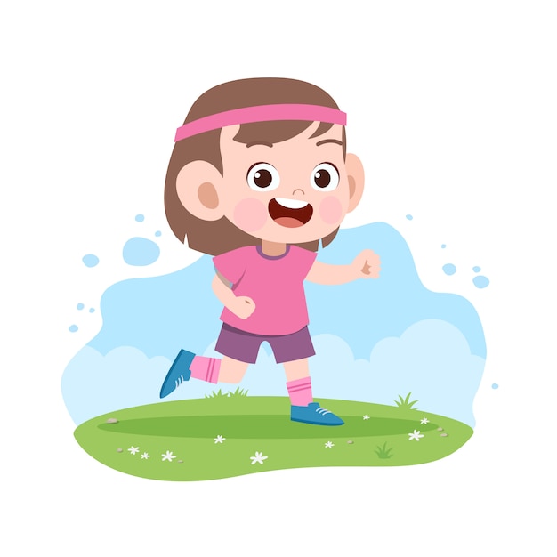 Garota garoto correr ilustração