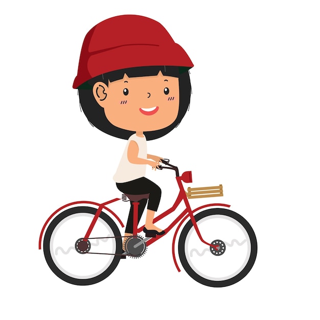 Garotinha andando de bicicleta vetor