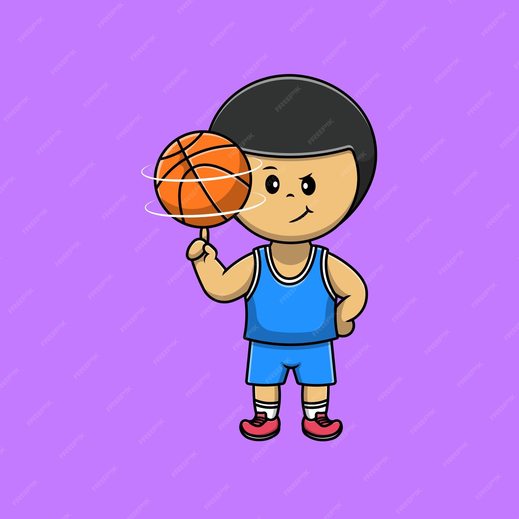 menino jogando basquete ilustração do ícone do vetor dos desenhos