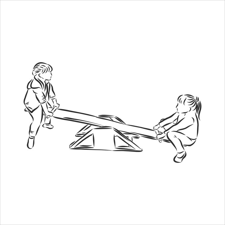 Vetor garoto em uma ilustração de desenho vetorial de balanço sinal de balanço