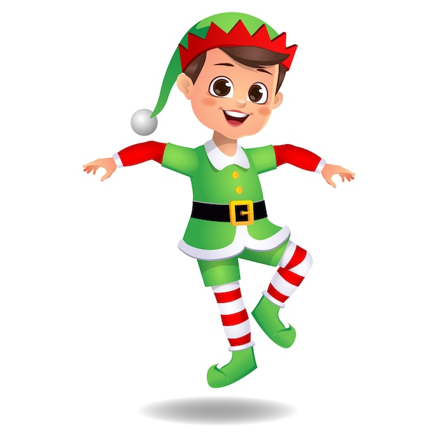 garoto feliz e fofo com vestido de duende