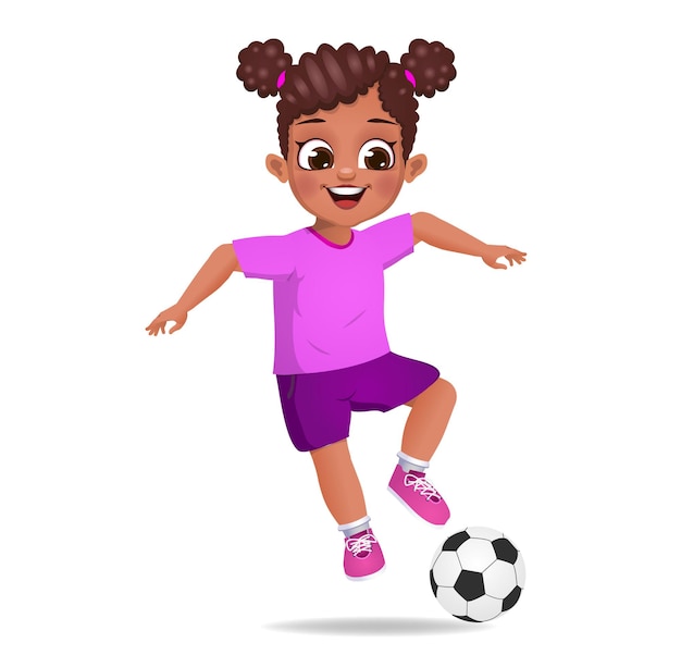 menina jogando futebol ilustração de desenho animado colorido 7066763 Vetor  no Vecteezy