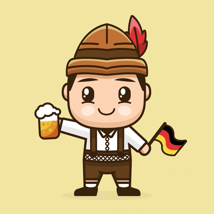 garoto segurando o copo de cerveja e a bandeira da alemanha