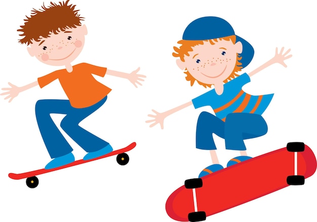 Garotos adolescentes andam de skate