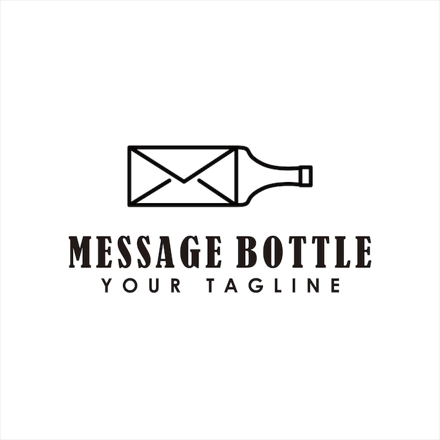 Vetor garrafa com arte de linha de mensagem ilustração em vetor design de logotipo plano simples
