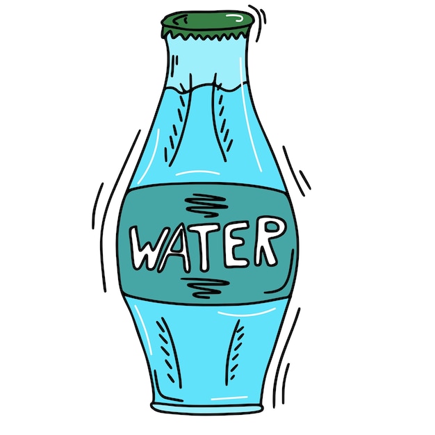 Garrafa de água de vidro com desenho colorido de desenho animado