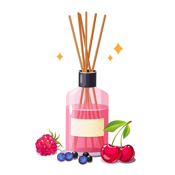 Vetor garrafa de difusor de aroma com bastões com óleo perfumado para relaxamento e meditação