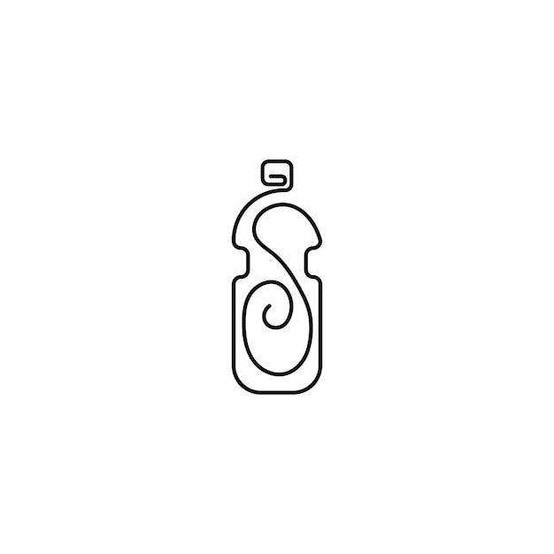 Garrafa de linha contínua. uma ilustração minimalista do ícone do vetor do logotipo monolinha da linha de garrafa