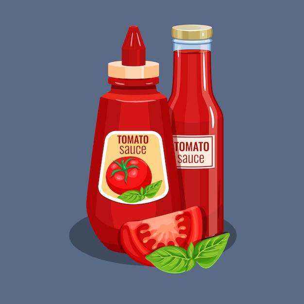 Garrafa de molho de tomate.
