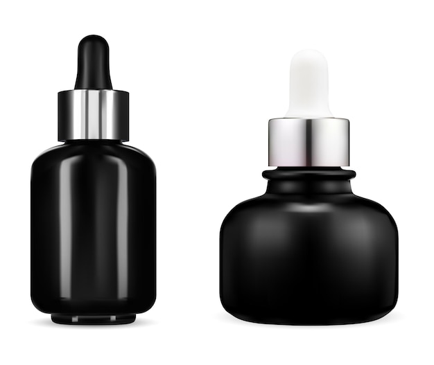 Garrafa de óleo cosmético de vidro preto Garrafa de soro