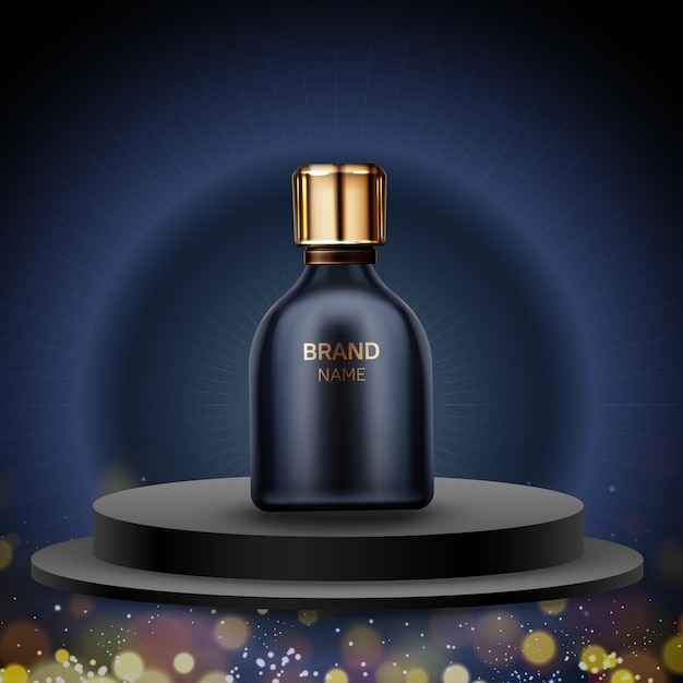 Garrafa de perfume de luxo num palco