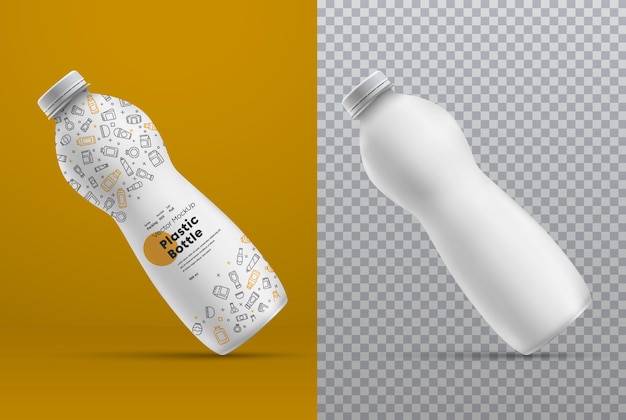 Vetor garrafa de plástico branco de maquete realista para design de rótulo de apresentação