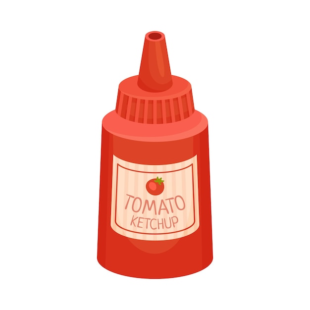 Garrafa de plástico de tomate ketchup vetor ilustrado ingrediente para cachorro-quente