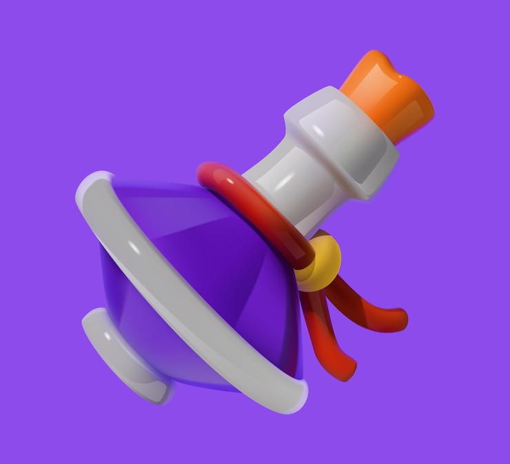 Vetor garrafa de poção 3d colorida com fita
