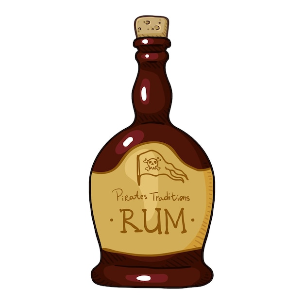 Garrafa de rum de ilustração vetorial de desenho animado