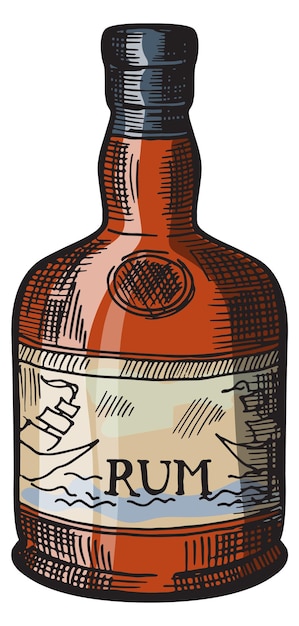 Garrafa de rum Ícone desenhado à mão da destilaria de álcool