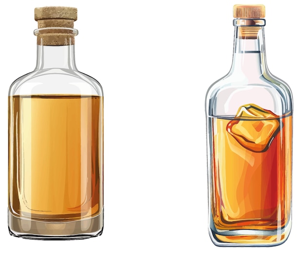 Vetor garrafa de vidro de ícone isolada com álcool