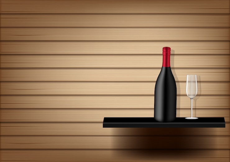 Vetor garrafa de vinho e vidro