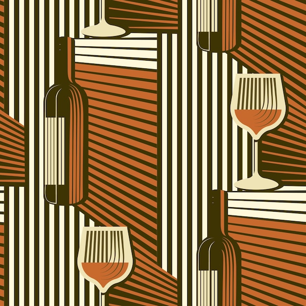 Garrafa de vinho vetor vintage adega vetor geométrico padrão sem costura fundo líquido do restaurante